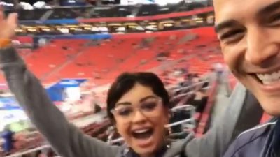 Bachelorette Star Wells Adams & Sarah Hyland Have a Fun-Filled Weekend At The Super Bowl