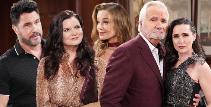 Bill Spencer, Katie Logan, Donna Logan, Quinn Fuller Forrester, and Eric Forrester on The Bold and the Beautiful
