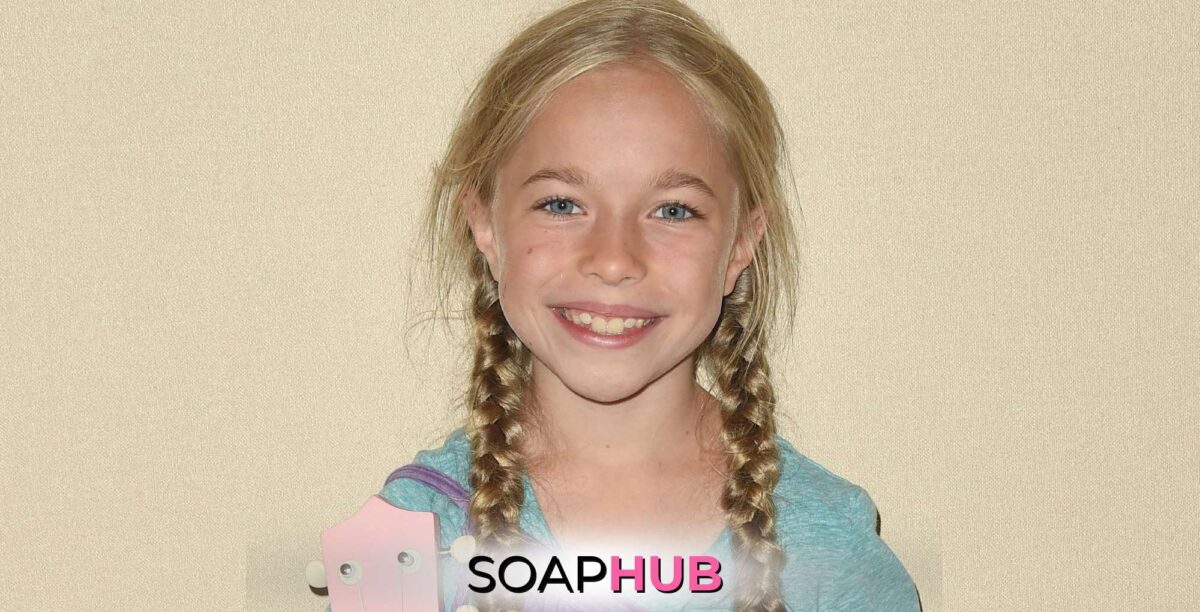 General Hospital star Jophielle Love with the Soap Hub logo.
