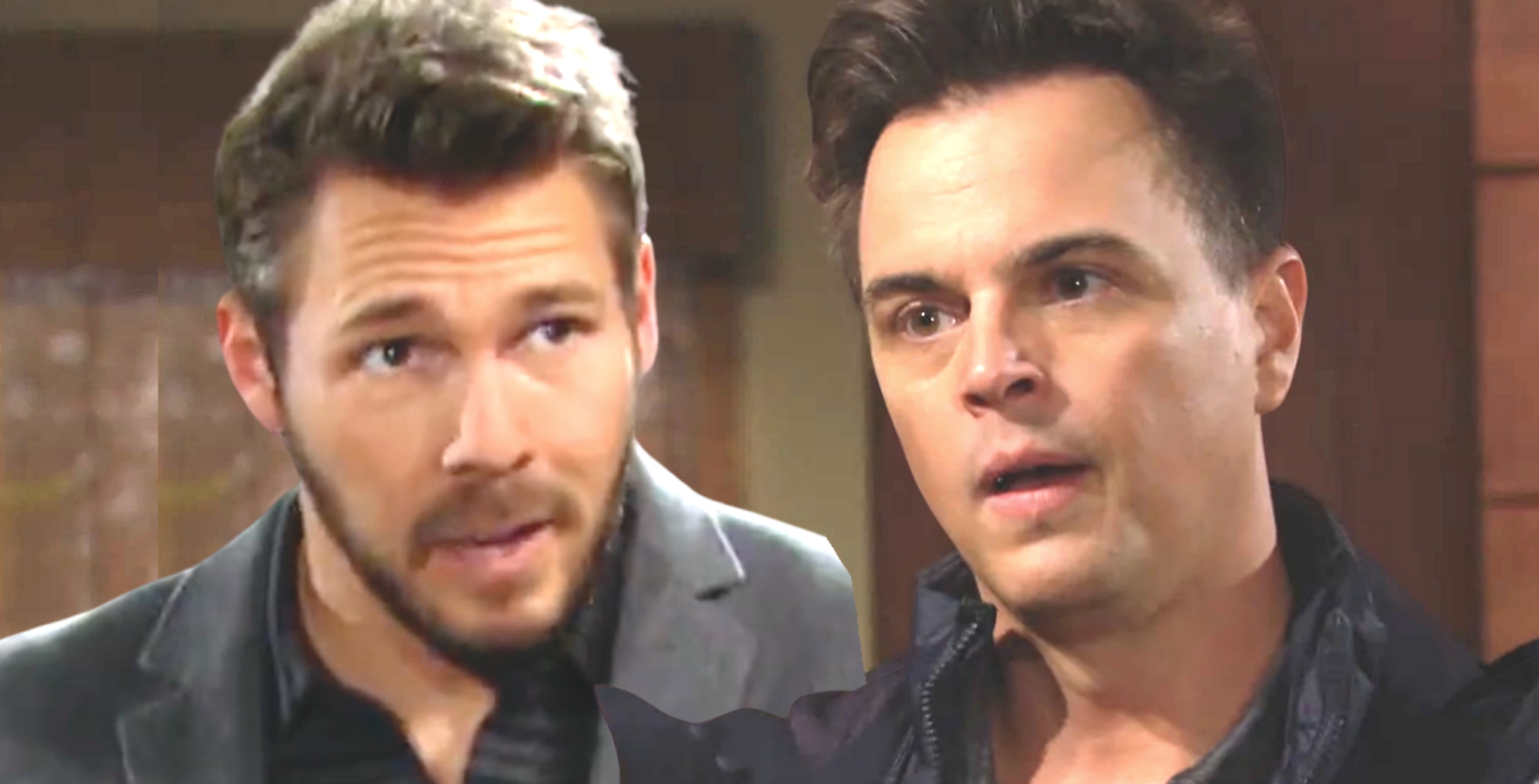 wyatt spencer and liam spencer look surprised on the bold and the beautiful
