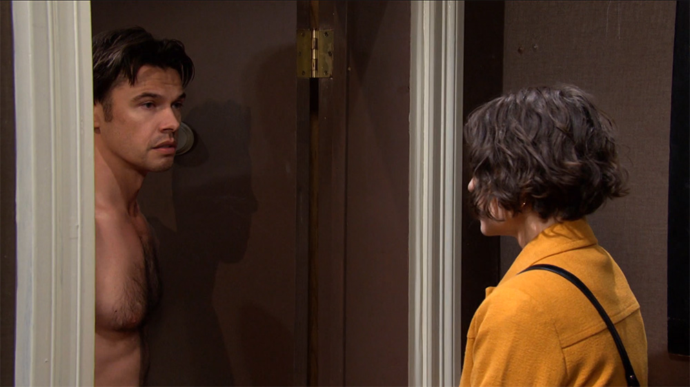 days recap as xander cook in underwear opens the door to an angry sarah with divorce papers