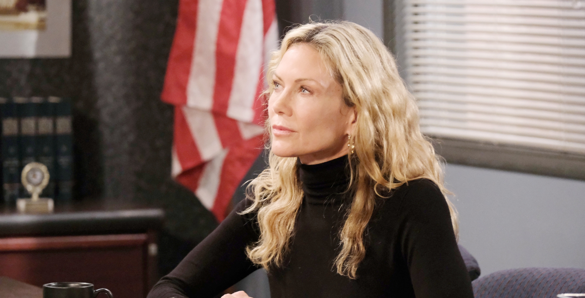 days of our lives spoilers show an arrested kristen dimera is in the holding area, wearing black