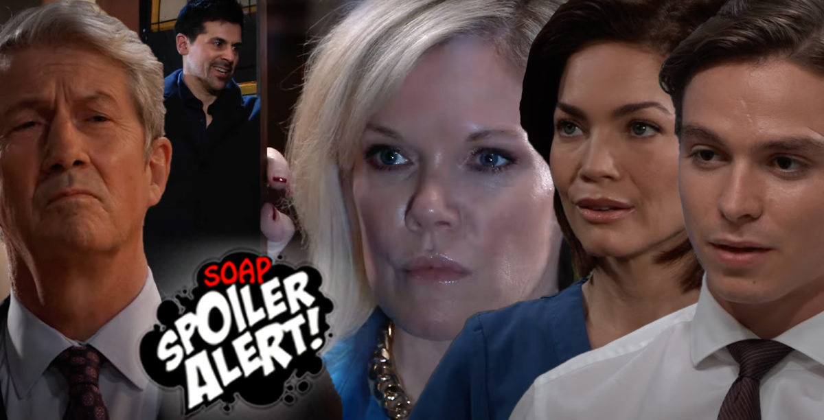 gh spoilers video promo collage of victor, nikolas, ava, liz, and spencer