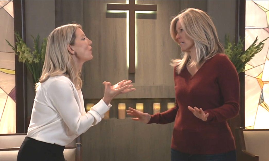 nina reeves yells at carly spencer in front of the chapel's cross general hospital recap