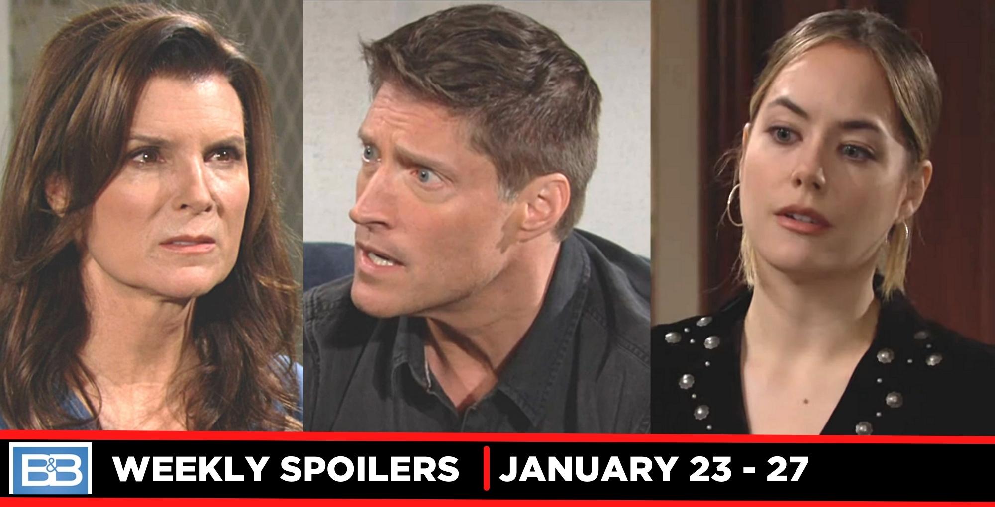 bold and the beautiful spoilers weekly three images, sheila, deacon, hope