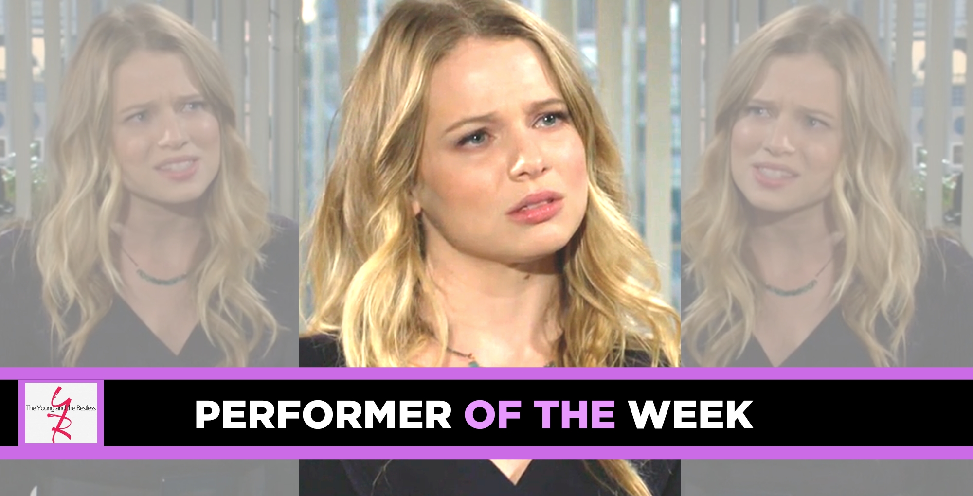 the young and the restless performer of the week logo with allison lanier summer newman