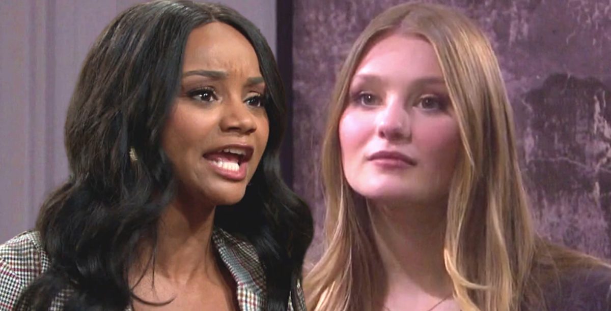 days of our lives chanel dupree saying something and allie horton looking unhappy
