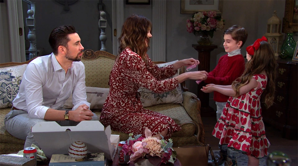 days of our lives recap for february 14, 2023 has chad and stephanie with his kids having cookies