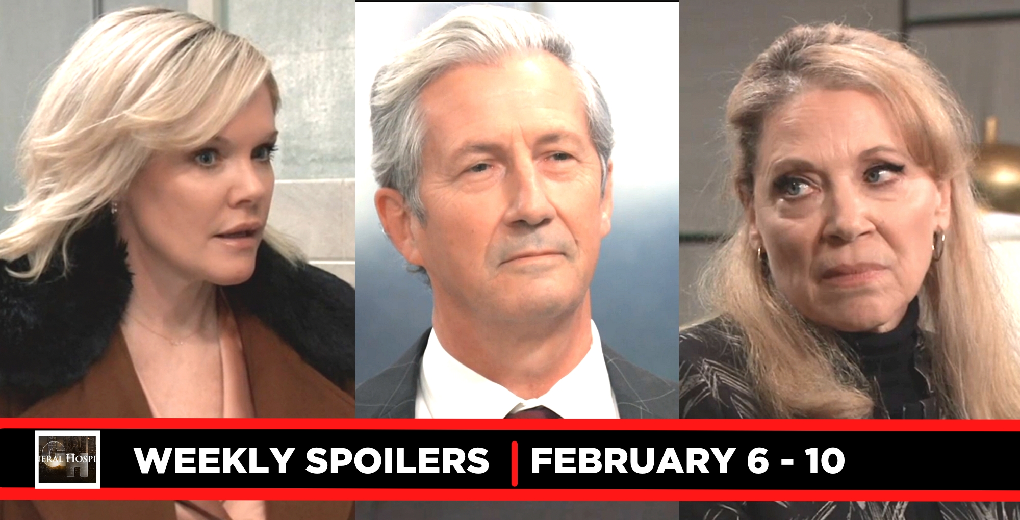 general hospital spoilers for the week of February 6-February 10, 2023, three images ava, victor, liesl