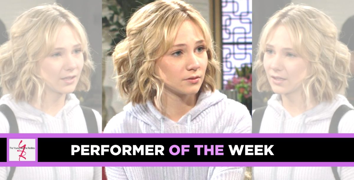 lily brooks o'briant as lucy romalotti earned soap hub's performer of the week honors.