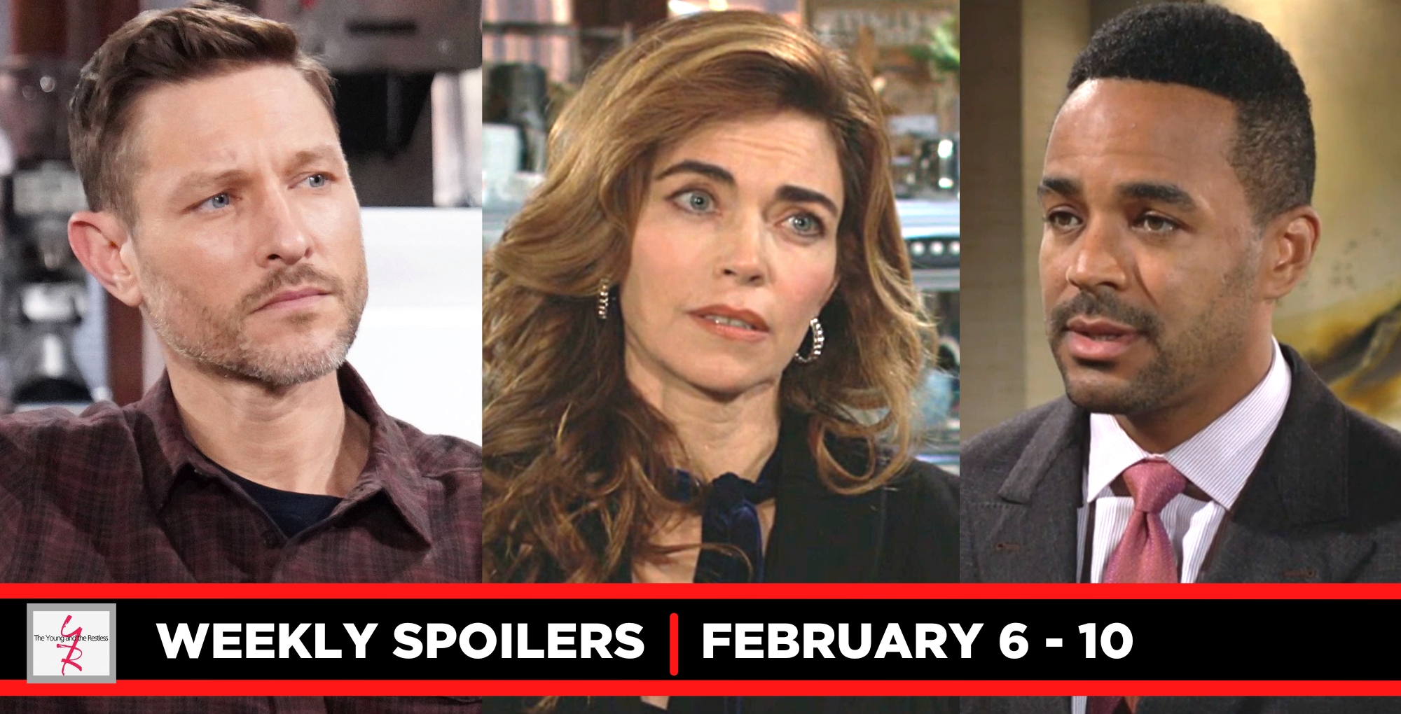 young and the restless spoilers for the week of February 6-February 10, 2023, three images daniel, victoria, and nate