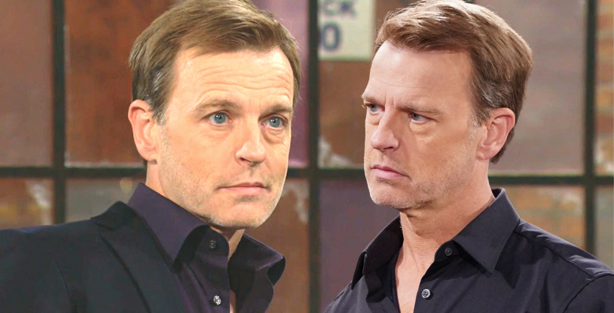 tucker mccall on young and the restless two images of him smirking and annoyed
