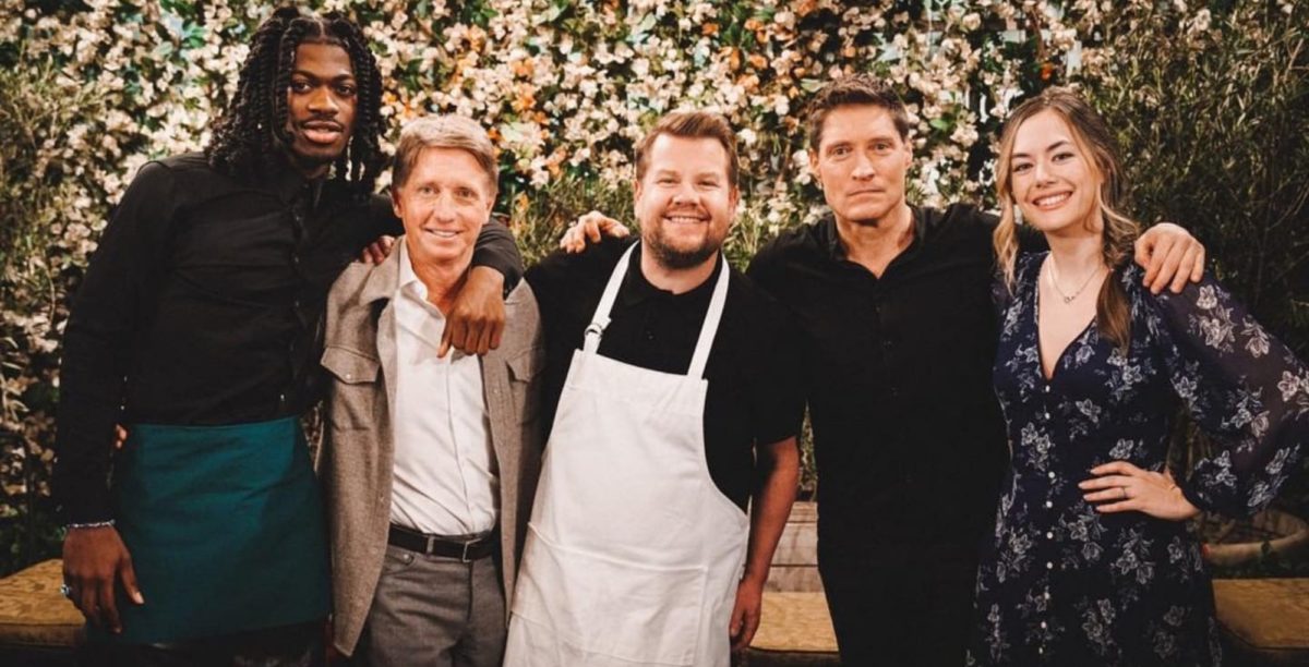 james corden and lil nas x visit deacon and hope at the bold and the beautiful.