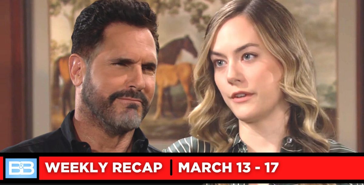the bold and the beautiful recaps for march 13 – march 17, 2023, two images bill and hope