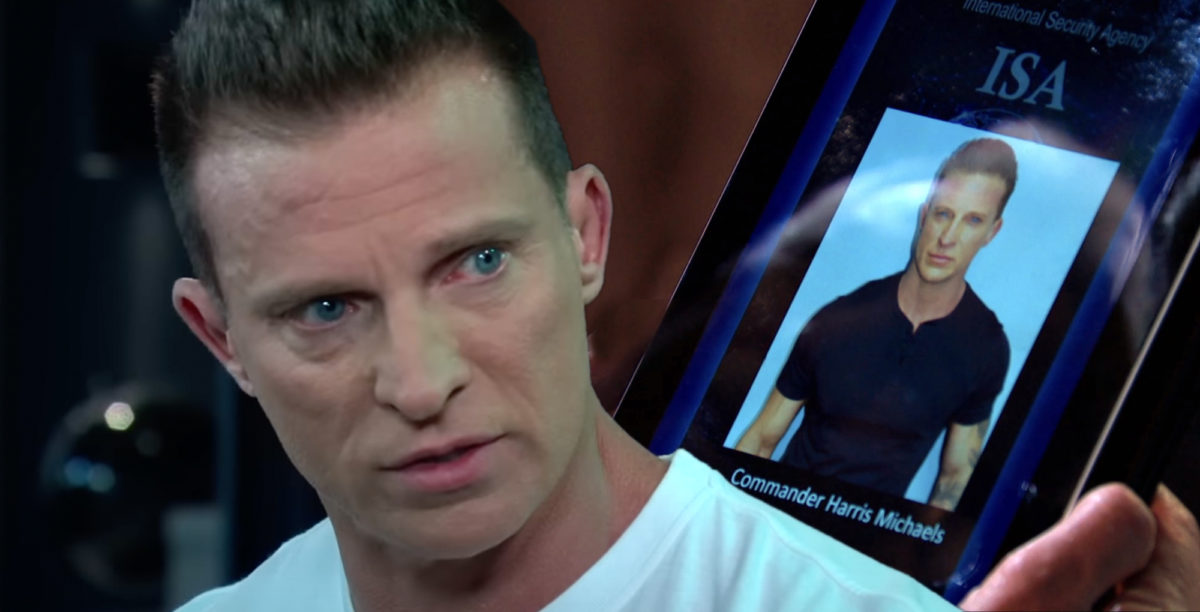 harris michaels on days of our lives over an image of him on ipad that says isa