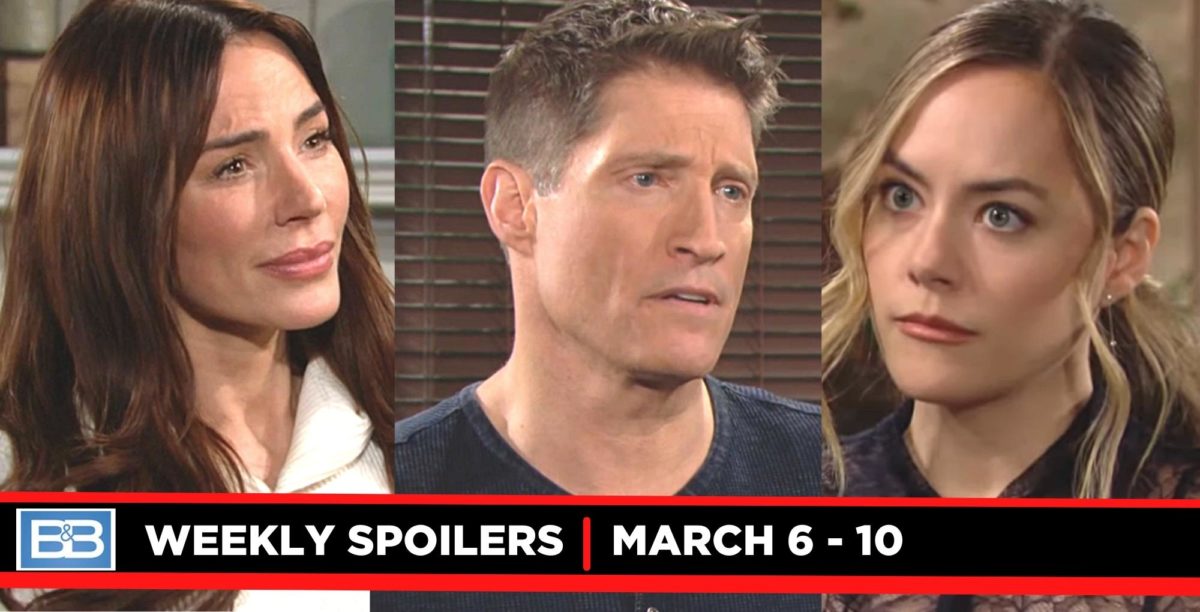 bold and the beautiful spoilers for the week, three images taylor, deacon, hope