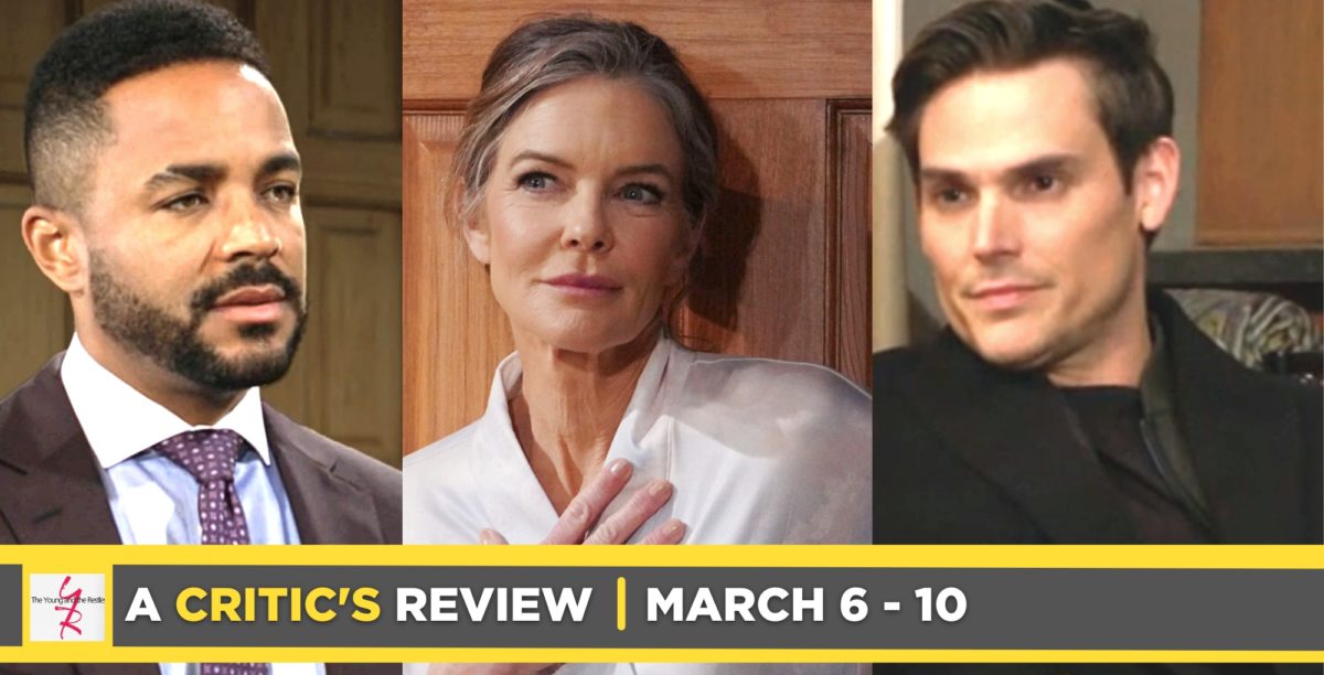 the young and the restless critic's review for march 6 – march 10, 2023, three images nate, diane, and adam