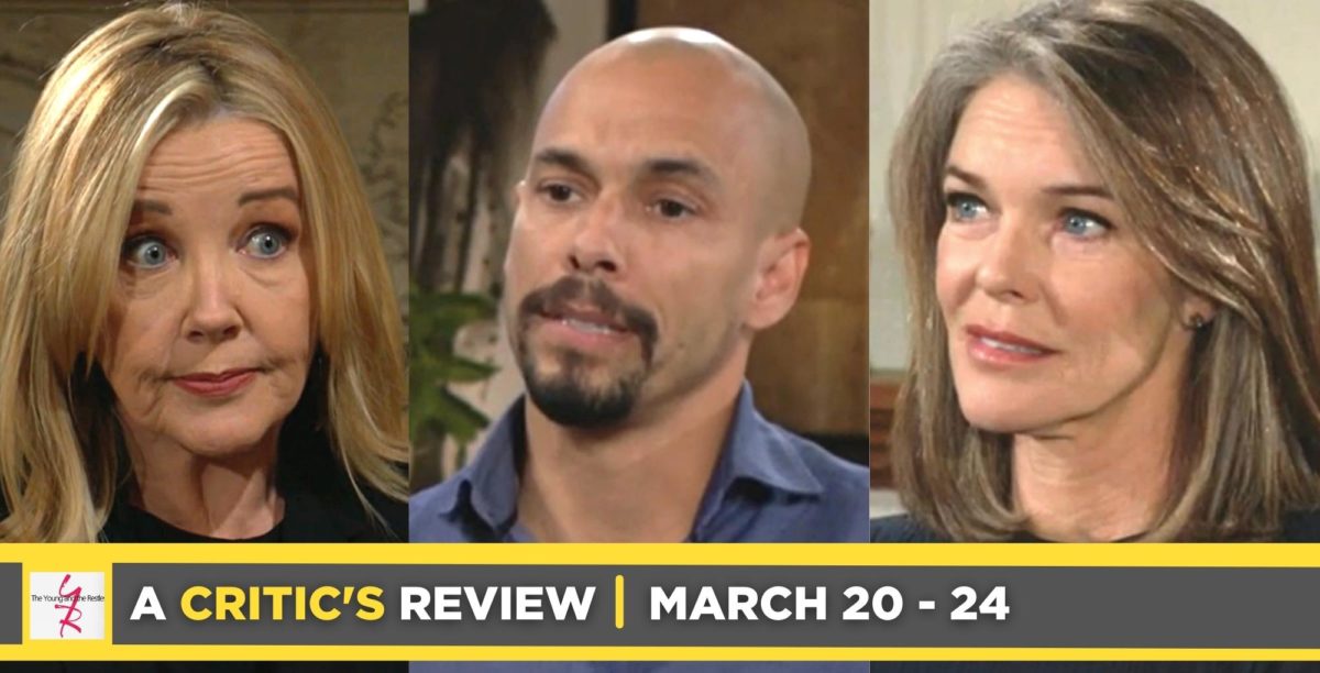 the young and the restless critic's review for march 20 – march 24, 2023, three images nikki, devon, and diane