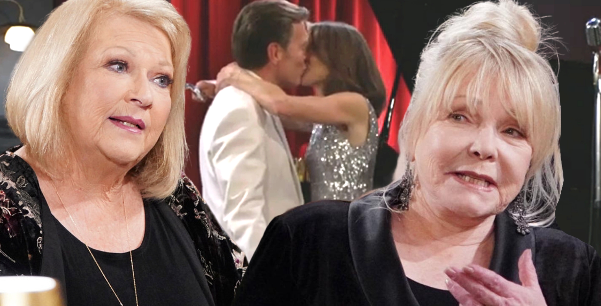 young and the restless collage image with traci, jack kissing diane, and gina