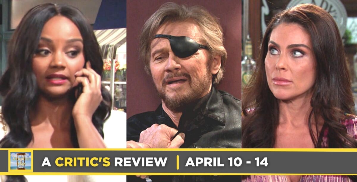 days of our lives critic's review for april 10 – april 14, 2023, three images chanel, steve, and chloe