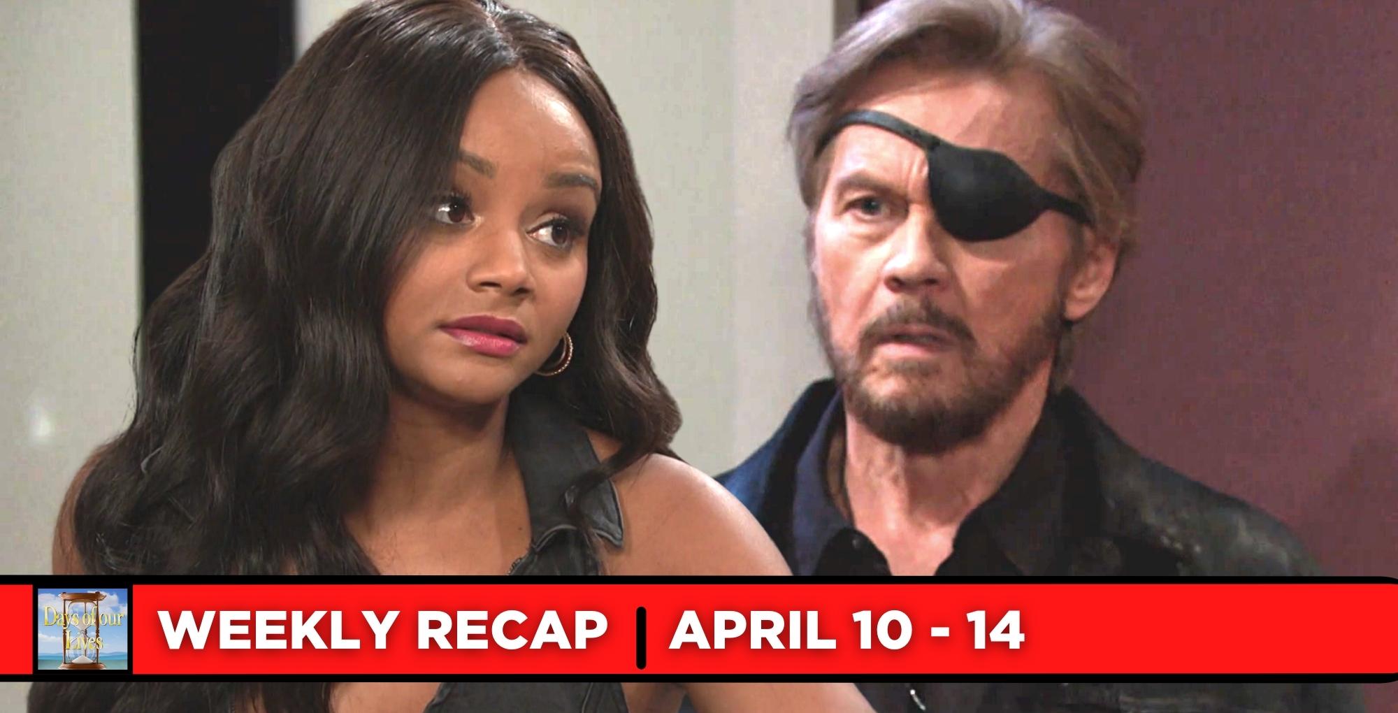 days of our lives recaps for april 10 - 14, 2023, two images chanel and steve