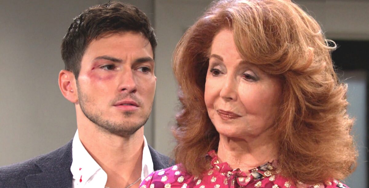 days of our lives maggie kiriakis looks at alex suspiciously