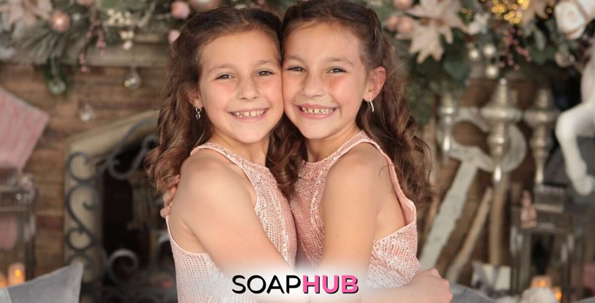General Hospital's Ava and Grace Scarola with the Soap Hub logo.