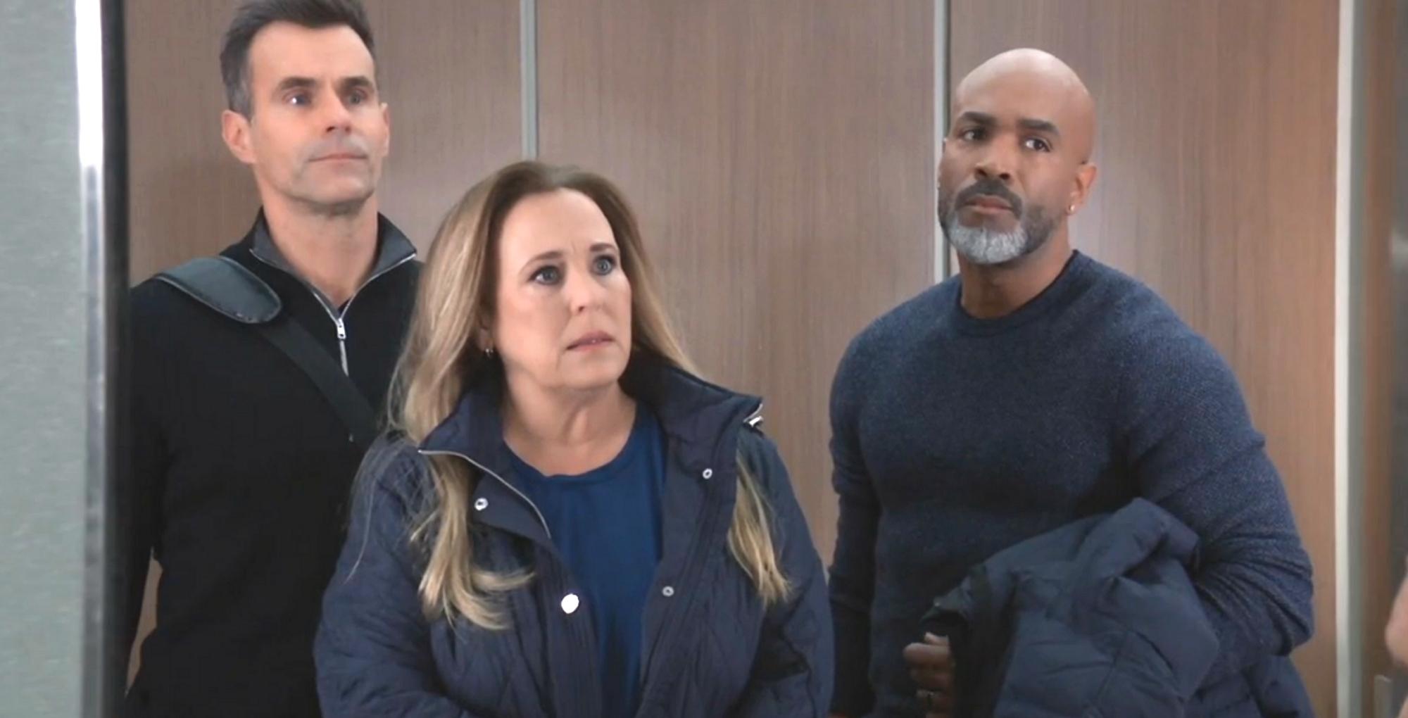 the general hospital recap for april 24 2023 has laura collins and friends getting in an elevator to get victor