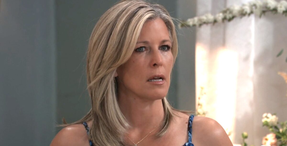 carly spencer at the wedding in general hospital recap for april 27, 2023.