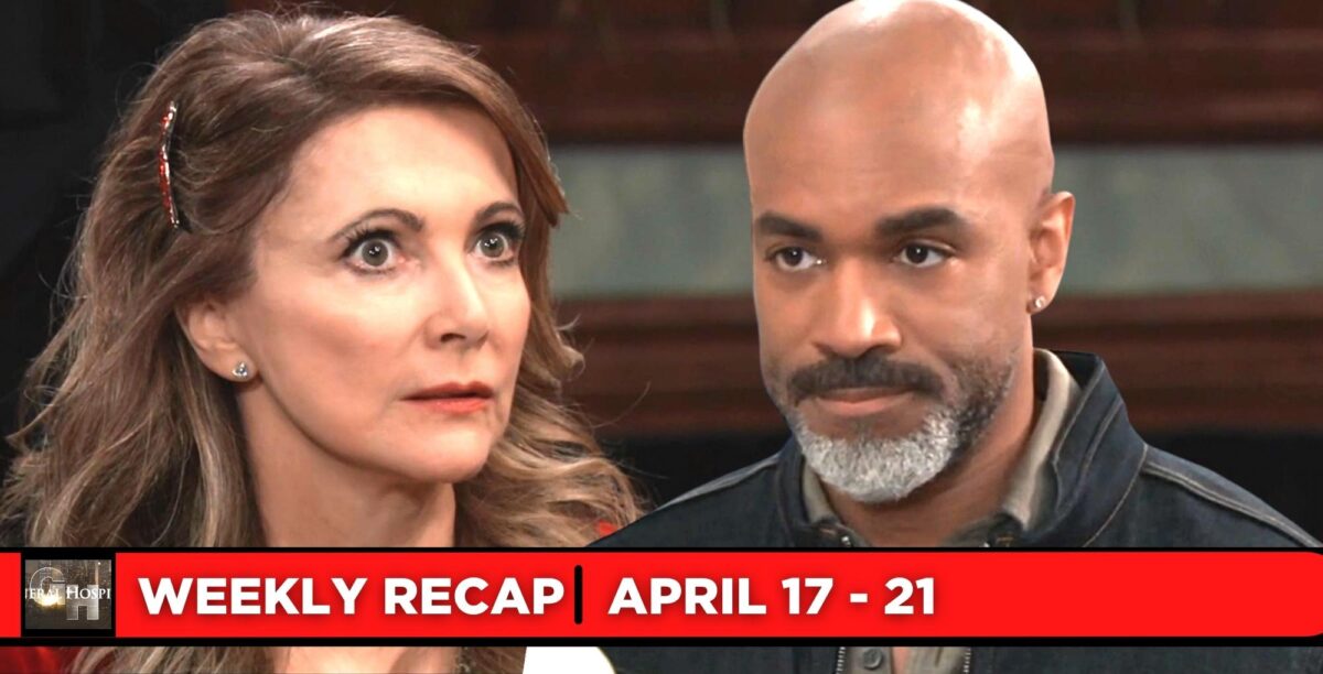 general hospital recaps for april 17-21, 2023, two images holly and curtis