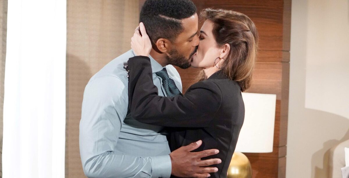 nate hastings and victoria newman kissing on young and the restless recap on may 1, 2023.