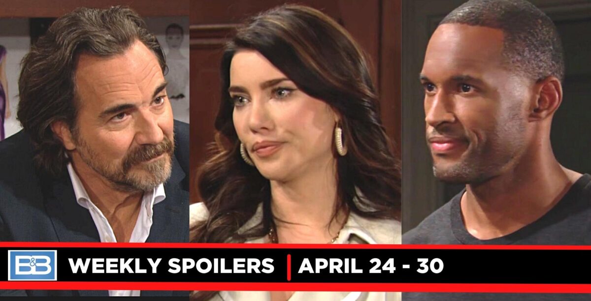 the bold and the beautiful spoilers for april 24 – april 28, 2023, three images ridge, steffy, carter