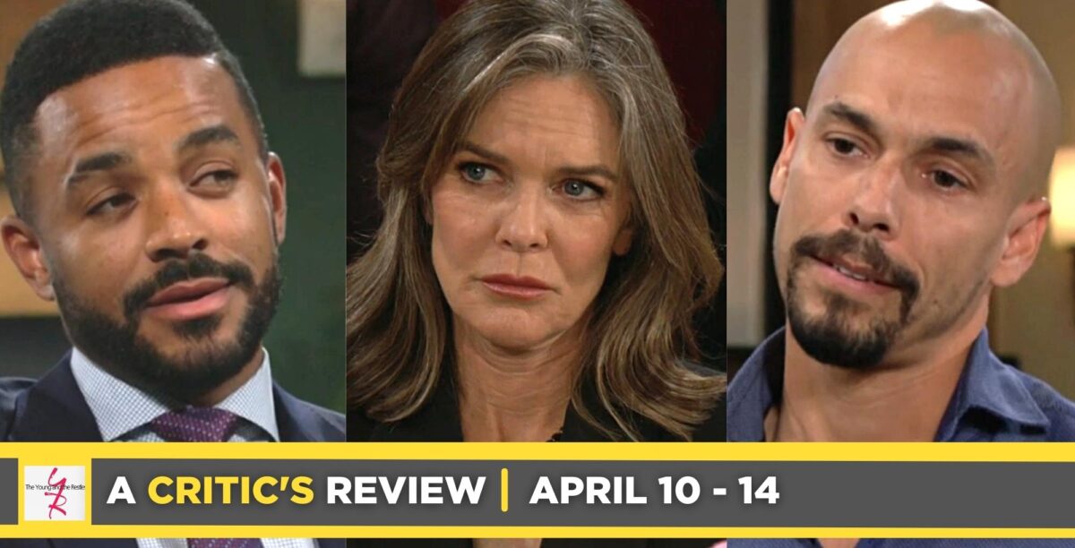 the young and the restless critic's review for april 10 – april 14, 2023, three images nate, diane, and devon