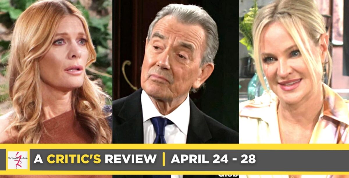 the young and the restless critic's review for april 24 – april 28, 2023, three images phyllis, victor, and sharon