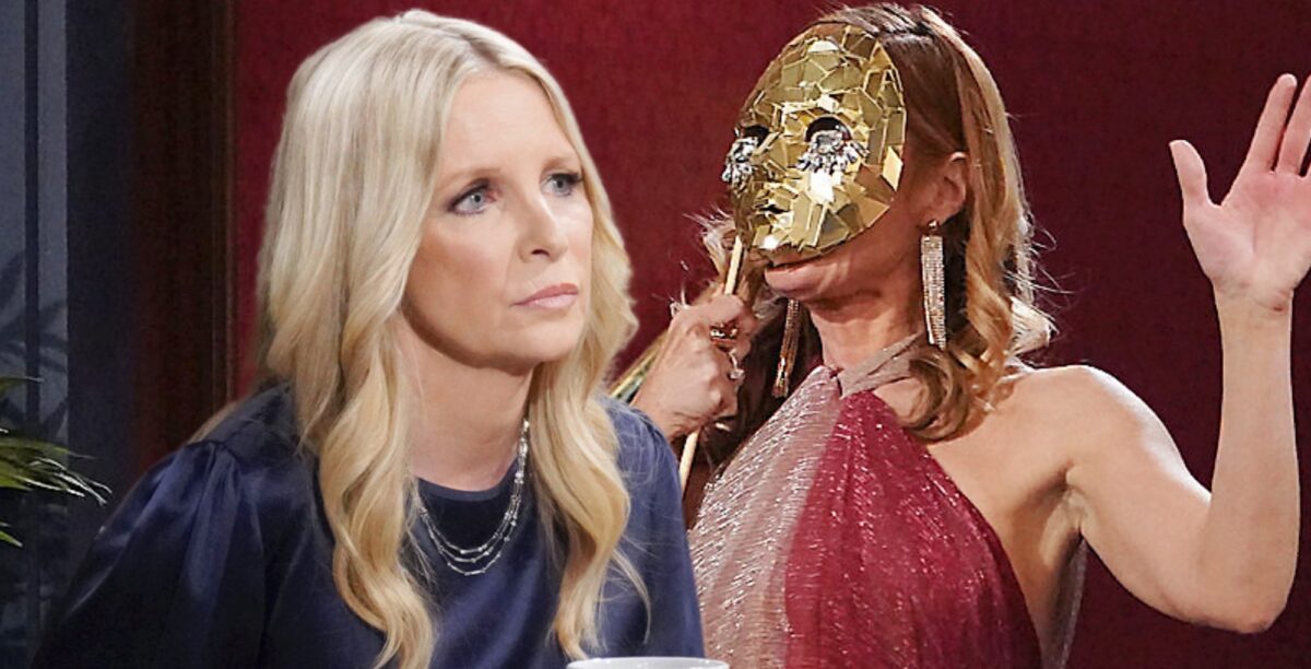 christine williams young and the restless and phyllis summers in a mask at the gala