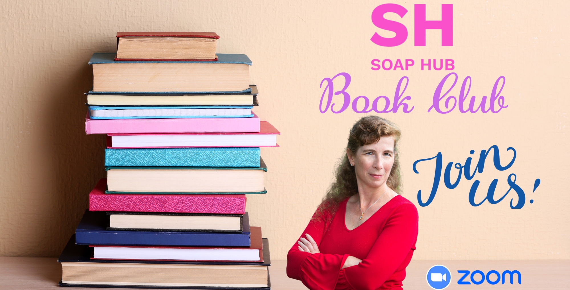 soap hub book club zoom announcement with alina adams