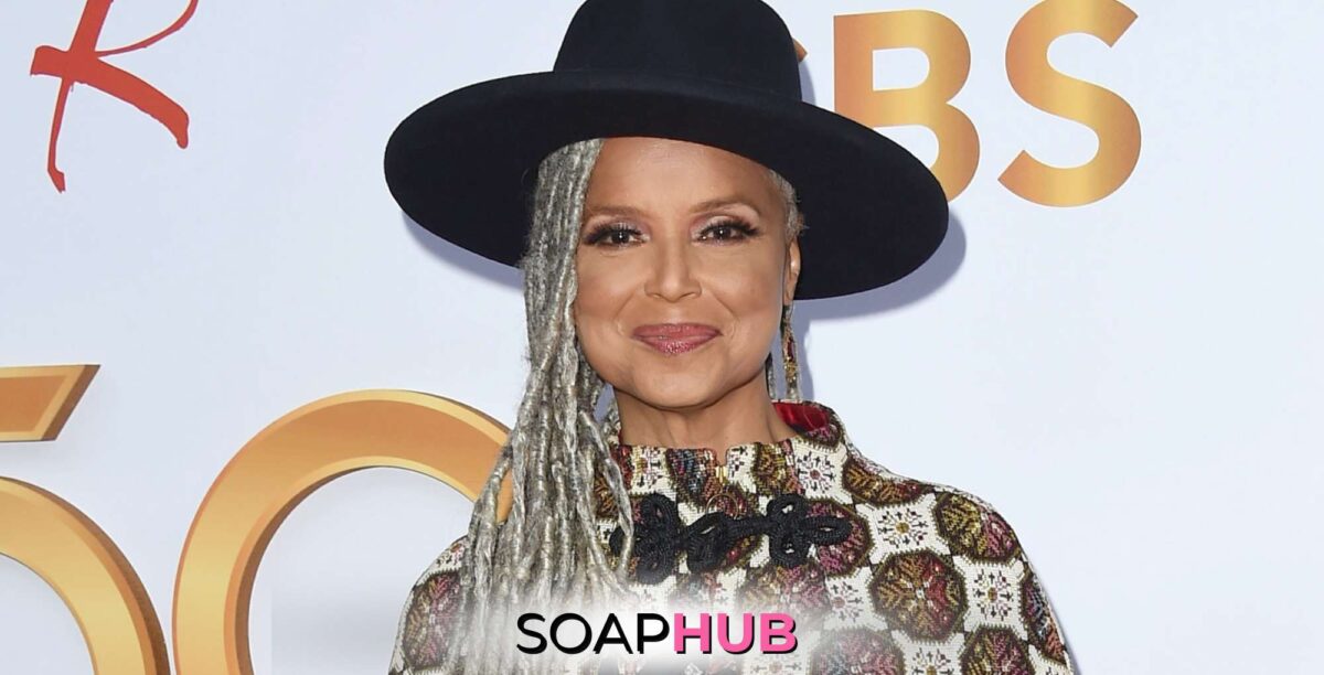 The Young and the Restless alum Victoria Rowell with the Soap Hub logo.