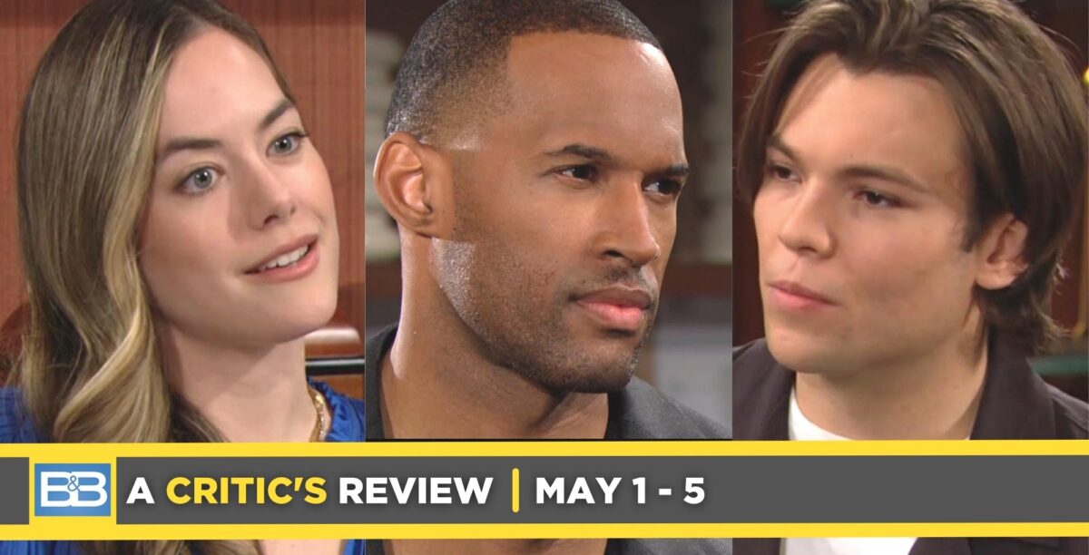 the bold and the beautiful critic's review for may 1 – may 5, 2023, three images hope, carter, and rj.