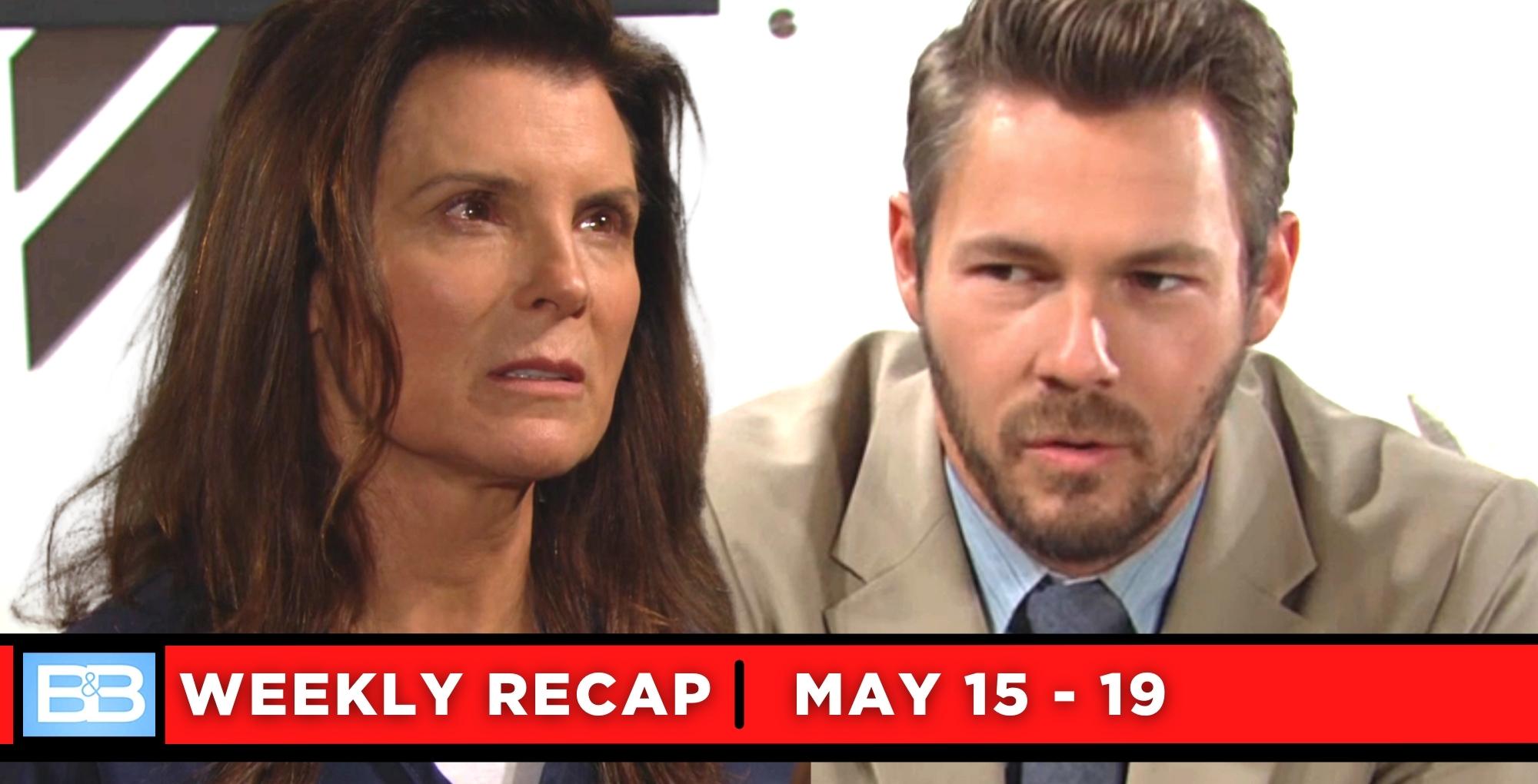 the bold and the beautiful recaps for may 15 – may 19, 2023, two images sheila and liam.