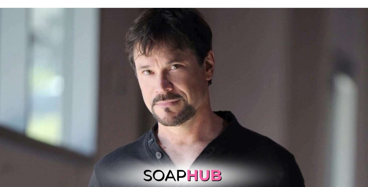 Days of our Lives alum Peter Reckell with the soap hub logo.
