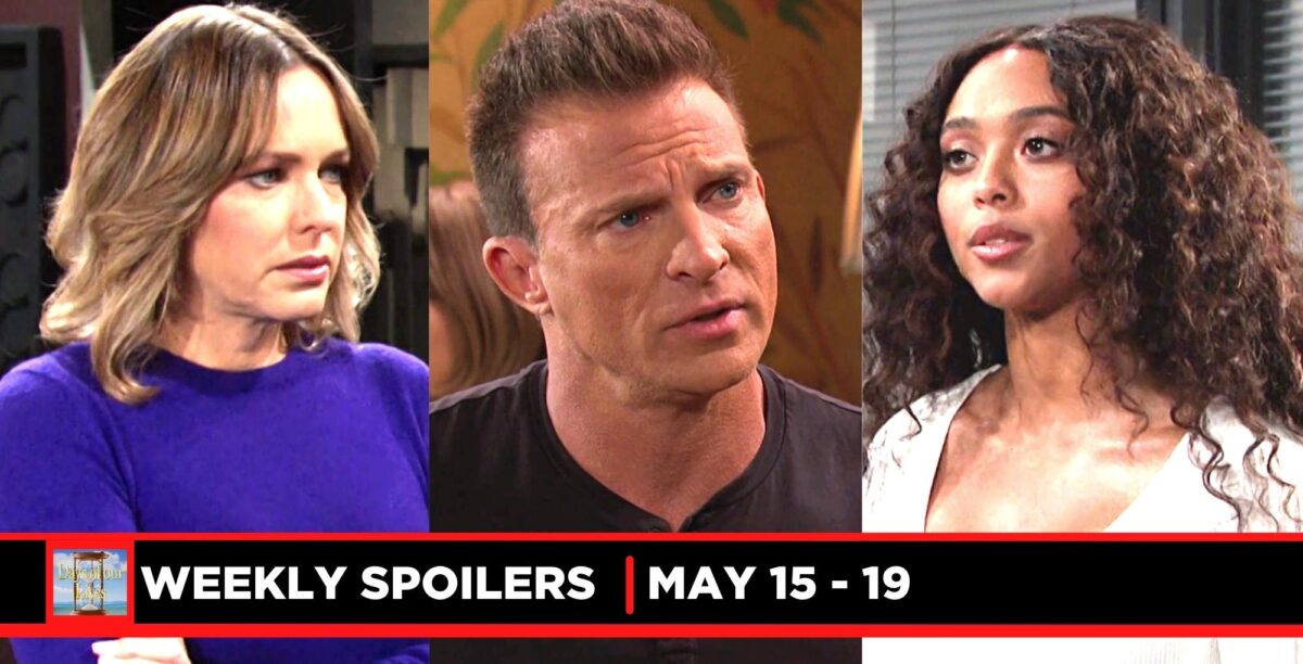 days of our lives spoilers for may 15-19, 2023, three images nicole, harris, talia.