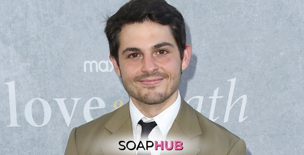 Days of our Lives and The Young and the Restless star Zach Tinker with the Soap Hub logo.