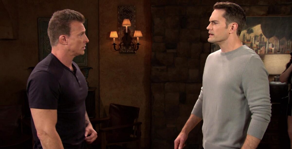 days of our lives recap for monday, may 1, 2023, harris michaels and andrew standing opposite one another.