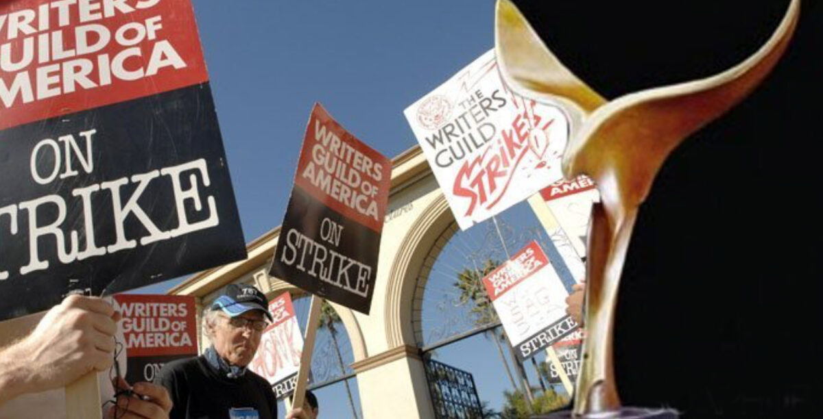 writers guild of america has decided to strike, which means a picket line.