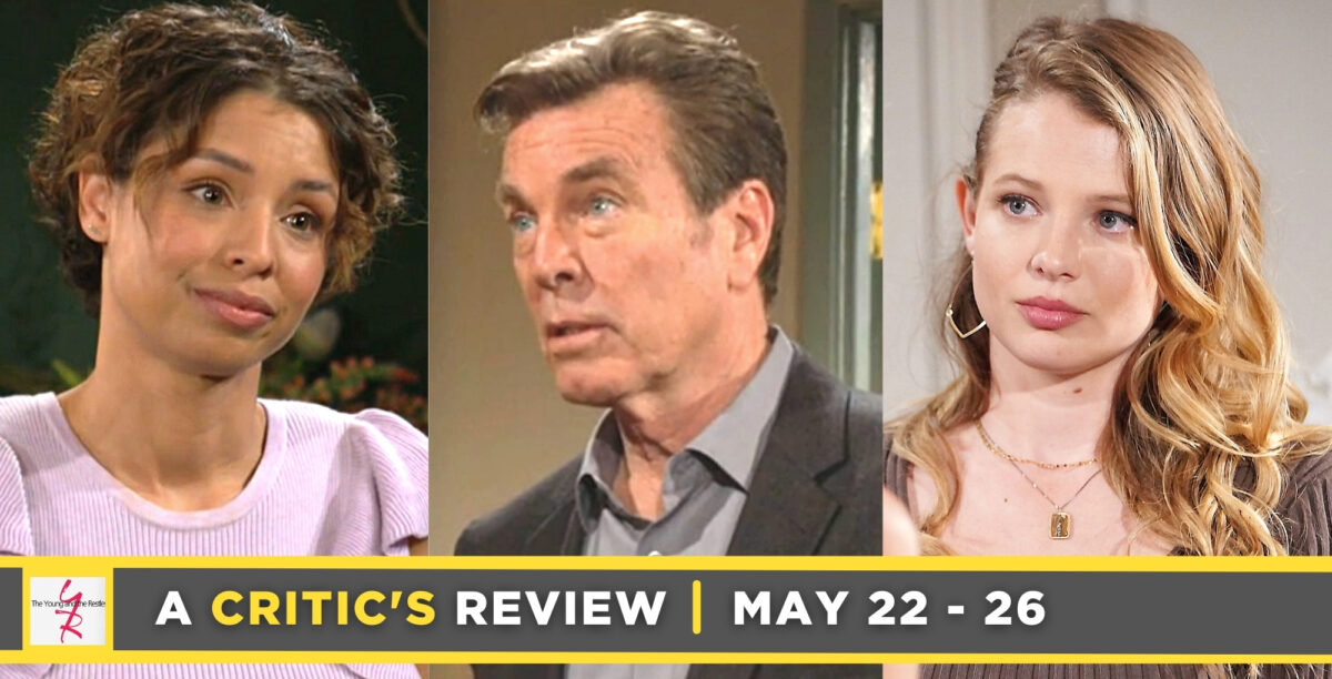 the young and the restless critic's review for may 22 – may 26, 2023, three images elena, jack, summer.