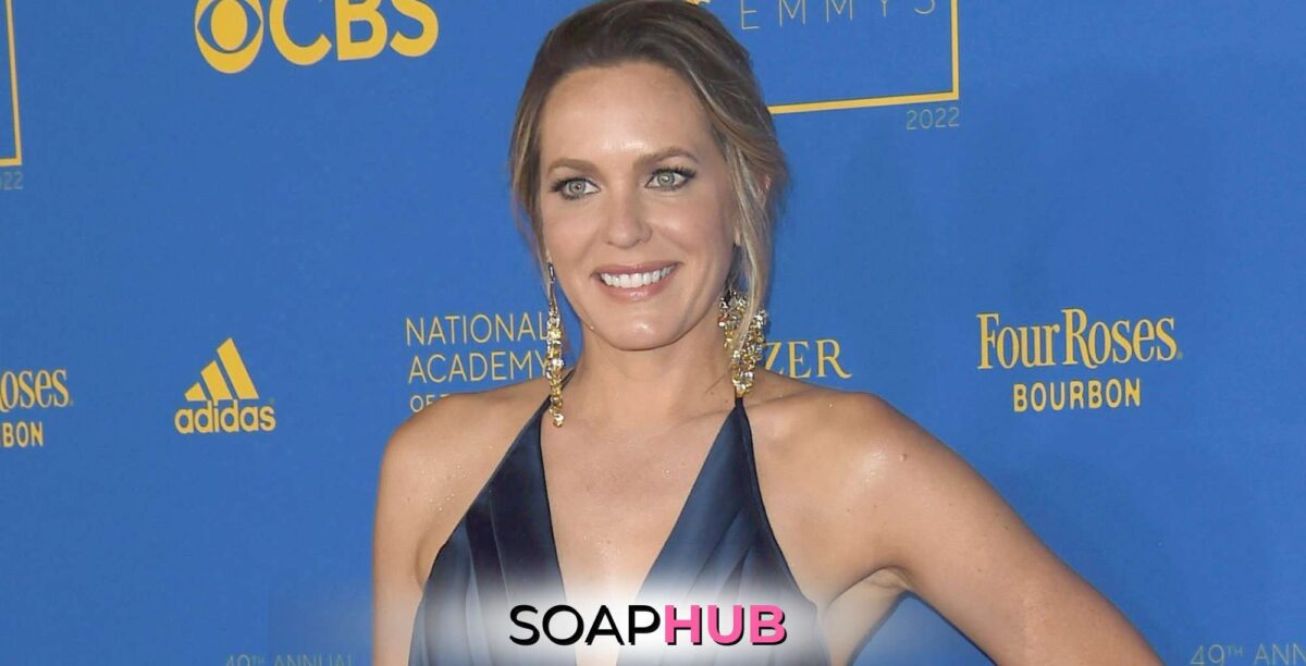 Days of our Lives star Arianne Zucker with the Soap Hub logo.