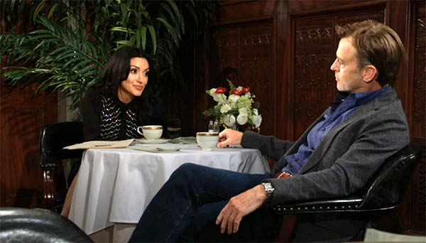 tucker and audra catch up over tea on young and the restless recap.