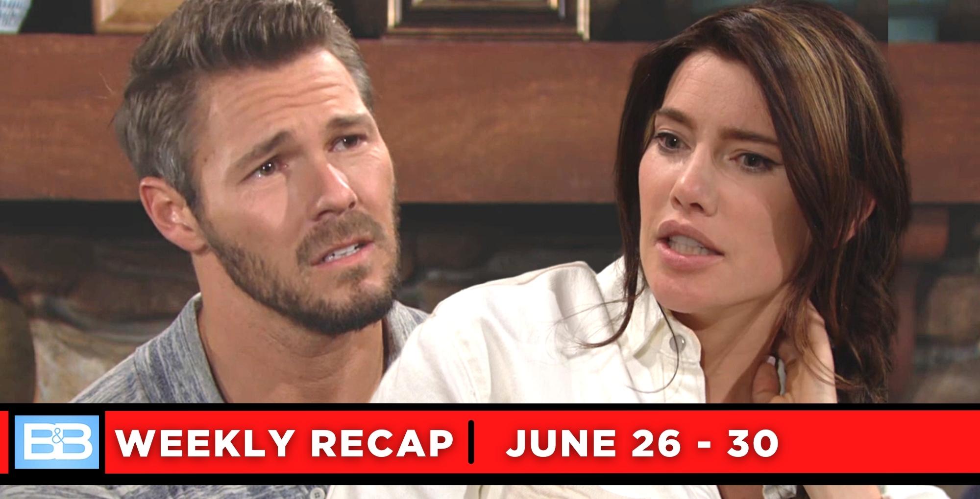 the bold and the beautiful recaps for june 26 – june 30, 2023, two images liam and steffy.