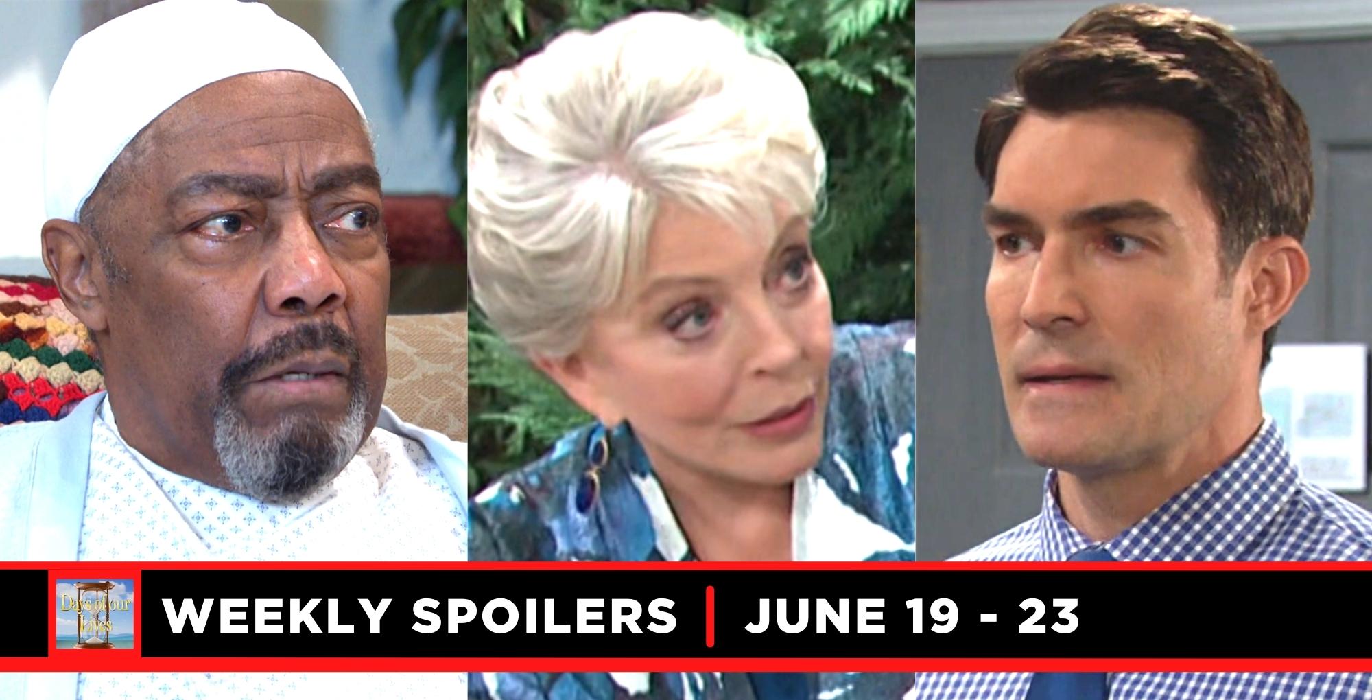 days of our lives spoilers for june 19 – june 23, 2023, three images, abe, julie, dimitri.