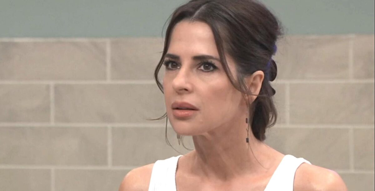 general hospital spoilers for june 20, 2023, has sam mccall in a white tank top at gh.